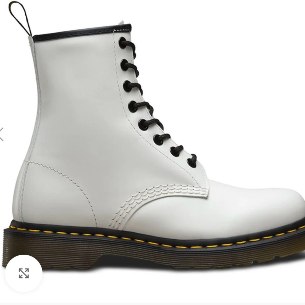 White Lace-Up Combat Boots